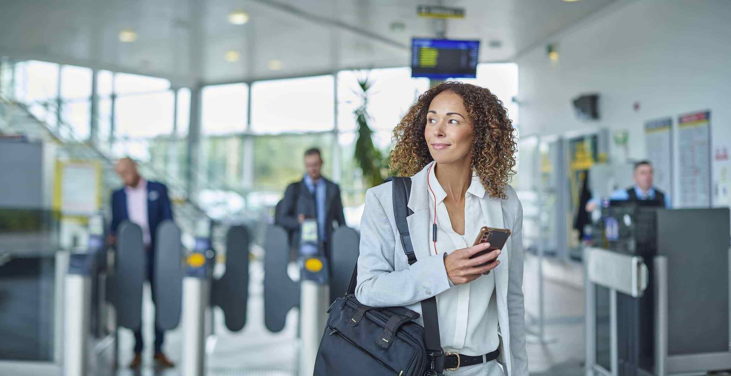 Traveling business woman in the airport